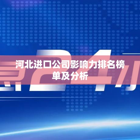 河北进口公司影响力排名榜单及分析