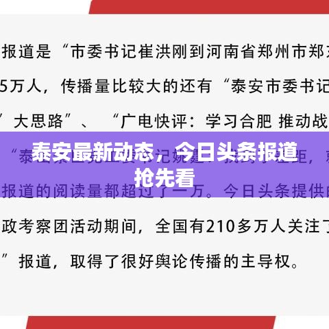泰安最新动态，今日头条报道抢先看