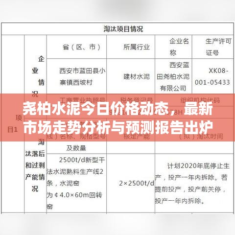 尧柏水泥今日价格动态，最新市场走势分析与预测报告出炉！