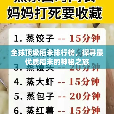 全球顶级稻米排行榜，探寻最优质稻米的神秘之旅