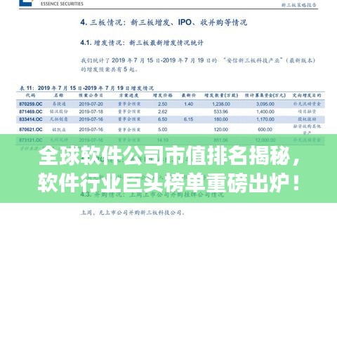 全球软件公司市值排名揭秘，软件行业巨头榜单重磅出炉！