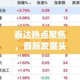 泰达热点聚焦，最新发展头条新闻揭秘