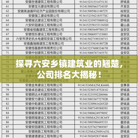 探寻六安乡镇建筑业的翘楚，公司排名大揭秘！
