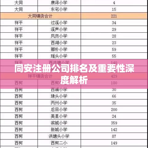 同安注册公司排名及重要性深度解析