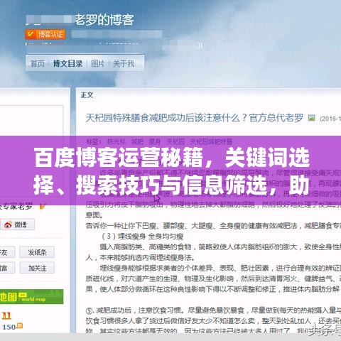 百度博客运营秘籍，关键词选择、搜索技巧与信息筛选，助力博客高效运营与吸引力提升！