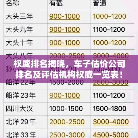 权威排名揭晓，车子估价公司排名及评估机构权威一览表！