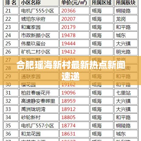 合肥瑶海新村最新热点新闻速递
