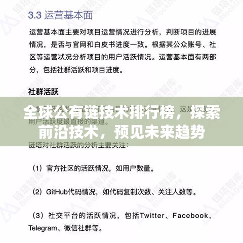 全球公有链技术排行榜，探索前沿技术，预见未来趋势